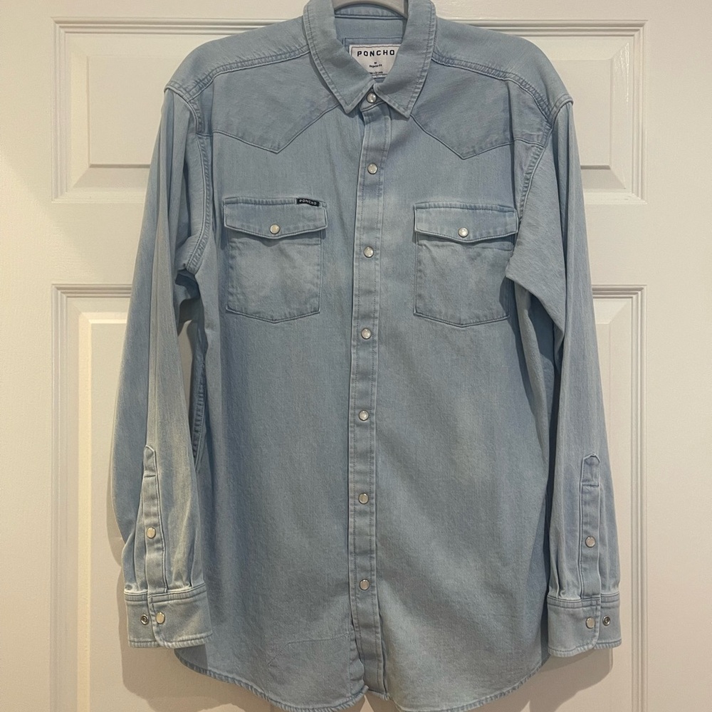 Poncho Light Blue Denim Shirt for Men